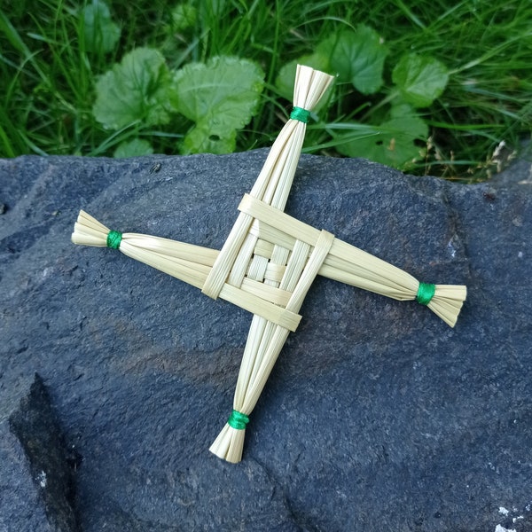 St. Brigid's Cross and Blessing. Handmade Irish Cross.Straw ornament. Amulet car. Christmas decor. Rear view mirror accessories.