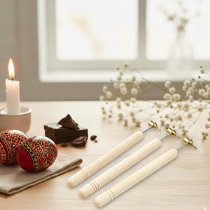 Brass Kistka Wax Pen Set – Pysanky Egg Decorating Tool, Ukrainian Easter, Wax Resist Writer, Folk Art Gift, Beginner Kit. image 2