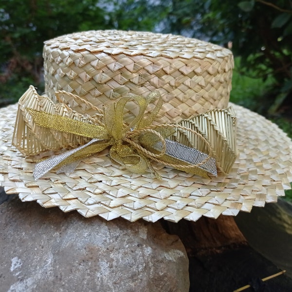 Strohhut, Damenstrohhut, Sommerhut, Frühlingshut, Hochzeitshut, traditioneller Ukrainischer Hut. Ein Geschenk für Mutter.