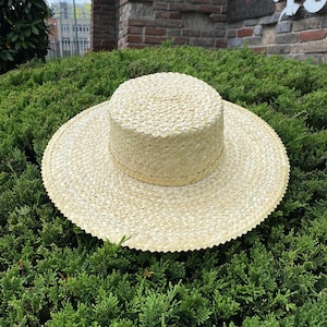 Handmade straw hat, wide brim sun hat, boho style beach straw hat, custom summer straw hat, gift for mom, present for dad.