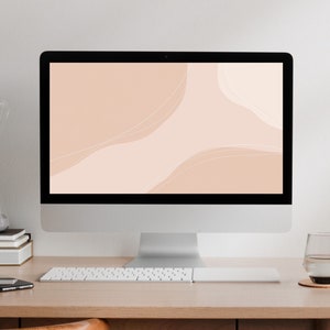 Ästhetischer Desktop Digitale Tapete Minimalistisch Warmer Neutraler Laptop Hintergrund Abstrakter Beige und Hellrosa Bildschirm | Sofort Download