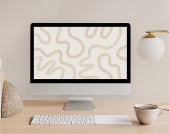 Neutral Abstract Desktop Wallpaper: Beige Organic Screen (Digital Download)