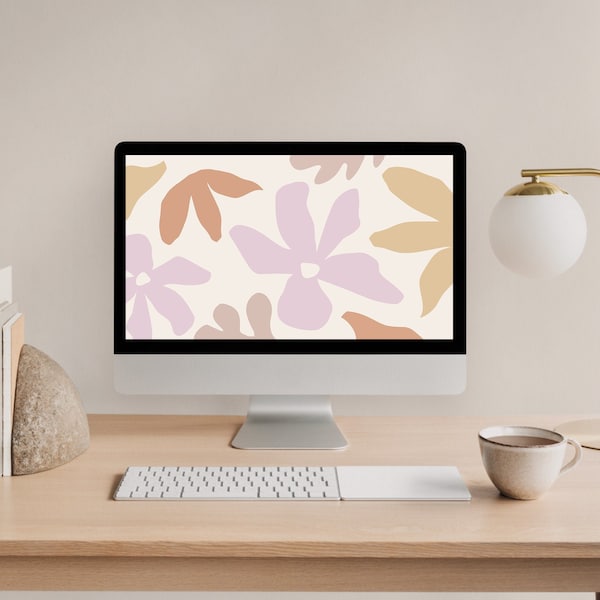 Floral Desktop Wallpaper Abstract Flowers Modern Aesthetic Laptop Digital Background | Instant Download