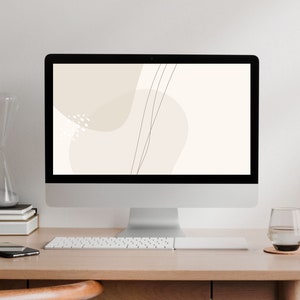 Aesthetic Desktop Digital Wallpaper Abstract Neutral Laptop Background Organic Minimalist Light Gray Screen | Instant Download