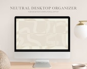 Beige Desktop Organizer Wallpaper | Minimalist Neutral Background (Instant Download)