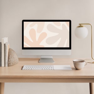 Floral Desktop digitale Tapete Bio-Blumen Laptop Hintergrund Warme neutrale Pastelltöne Ästhetischer Minimalist-Bildschirm | Sofortdownload