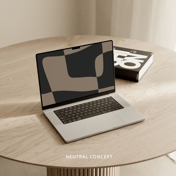 Aesthetic Desktop Wallpaper Warm Neutral Minimalist Laptop Background Black and Brown Organic Home Screen | Digital Wallpaper Download