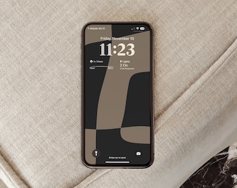 Abstract Phone Digital Wallpaper Minimalist Black and Brown Iphone Screen  Neutral Aesthetic Modern Background | Instant Download