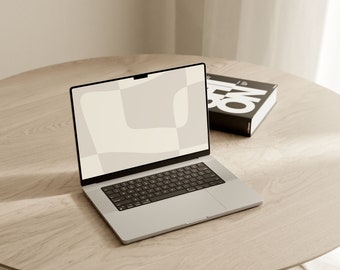 Minimalist Beige Desktop Wallpaper: Abstract Organic Design (Digital Download)