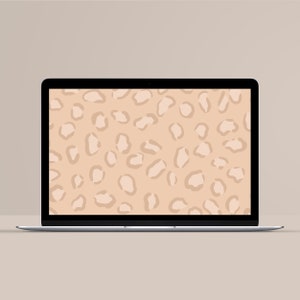 Leopard Desktop Digital Wallpaper Beige and Brown Animal Print Laptop Background Neutral Minimalist Leopard Screen | Instant Download