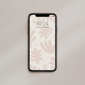 Floral Phone Digital Wallpaper Beige Organische Formen iPhone Hintergrund Neutral Phone Wallpaper Blumen Minimalist-Bildschirm | Sofort Download