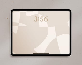 Papel de parede abstrato neutro para iPad: fundo orgânico bege e cinza para tablet (download digital)