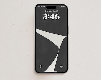 Minimalistisch abstract telefoonbehang | Zwart-wit iPhone-scherm (digitale download)