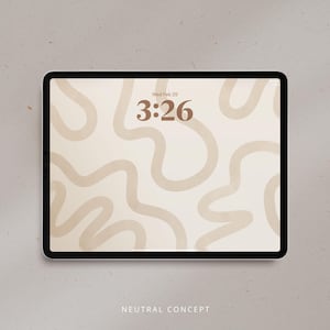 Abstrakt Beige Linien iPad Wallpaper: Moderner Organischer Hintergrund für Tablet (Instant Download)