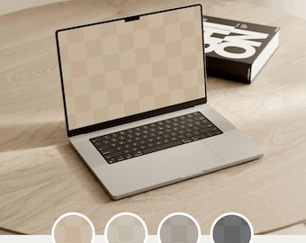 Checkered Desktop Wallpaper | Neutral Aesthetic Laptop Background (4 pack, Instant Download)
