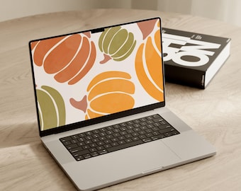Pumpkins Desktop Wallpaper | Autumn Fall Laptop Background (Instant Download)