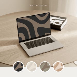 Aesthetic Desktop Digital Wallpaper Bundle Neutral Laptop Background Organic Abstract Beige, Brown and Black Screen | Instant Download