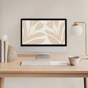 Floral Desktop Digital Wallpaper Organic Blumen Laptop Hintergrund Neutral ästhetisch Minimalistisch Botanisch Beige Bildschirm | Sofort Download