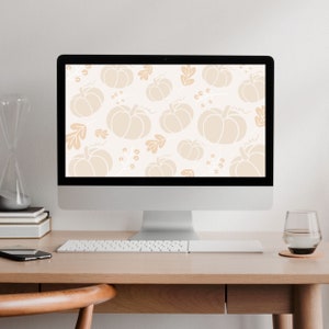 Pumpkin Desktop Digital Wallpaper Orange Beige Fall Aesthetic Laptop Background Cozy Neutral Fall Autumn Screen | Instant Download