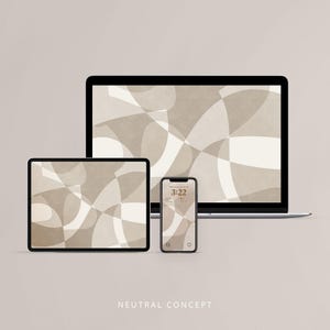 Set of 3 Digital Wallpaper Warm Neutral Organic Laptop Background Beige and Brown Earthy Modern Home Screen Set | Instant Download