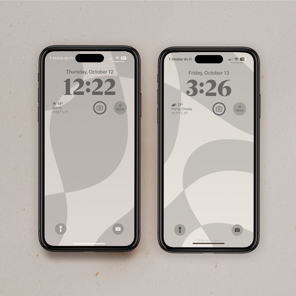 Set of 2 Aesthetic Phone Wallpaper Neutral Minimalist iPhone Home