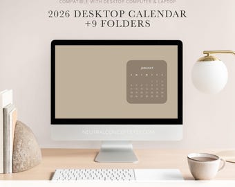 2026 Calendar Desktop Wallpaper Organizer: Minimalist Design (Digital Download)