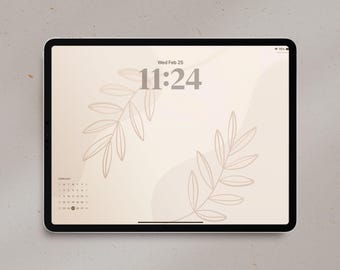 Bloemen iPad-achtergrond: neutrale botanische tabletachtergrond (digitale download)
