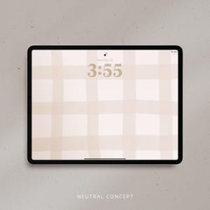 ベージュギンガムチェックのiPad壁紙｜ミニマリストなタブレット背景（デジタルダウンロード）