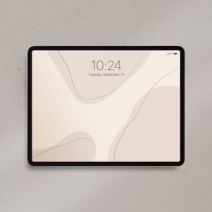 Sfondo digitale astratto per iPad, sfondo moderno per tablet, forme organiche neutre, sfondo beige per iPad, download immediato