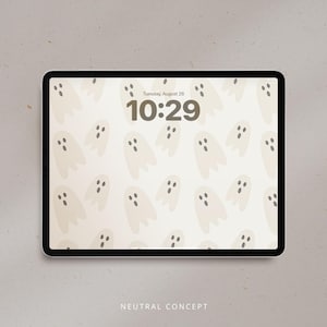Spooky Ghost iPad Wallpaper: Minimalist Halloween Tablet Background (Digital Download)