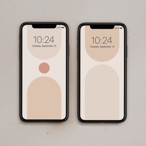 Bündel Telefon-Digital-Tapete Neutral Abstrakter iPhone Hintergrund Minimalistische Geometrische Telefon-Tapete Runder Form-Schirm | Sofort Download
