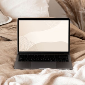 Aesthetic Desktop Digital Wallpaper Minimalist Warm Neutral Laptop Background Abstract Beige and Brown Organic Screen | Instant Download