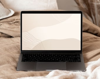 Aesthetic Desktop Wallpaper Warm Neutral Minimalist Laptop Background | Instant Download