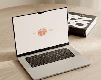 Fall Pumpkin Desktop Wallpaper: Minimalist Autumn Laptop Background (Digital Download)