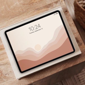 Boho Digital iPad Wallpaper Sun Horizon Wallpaper Scenery Tablet Background Aesthetic Warm Sunset Neutral iPad Screen | Instant Download