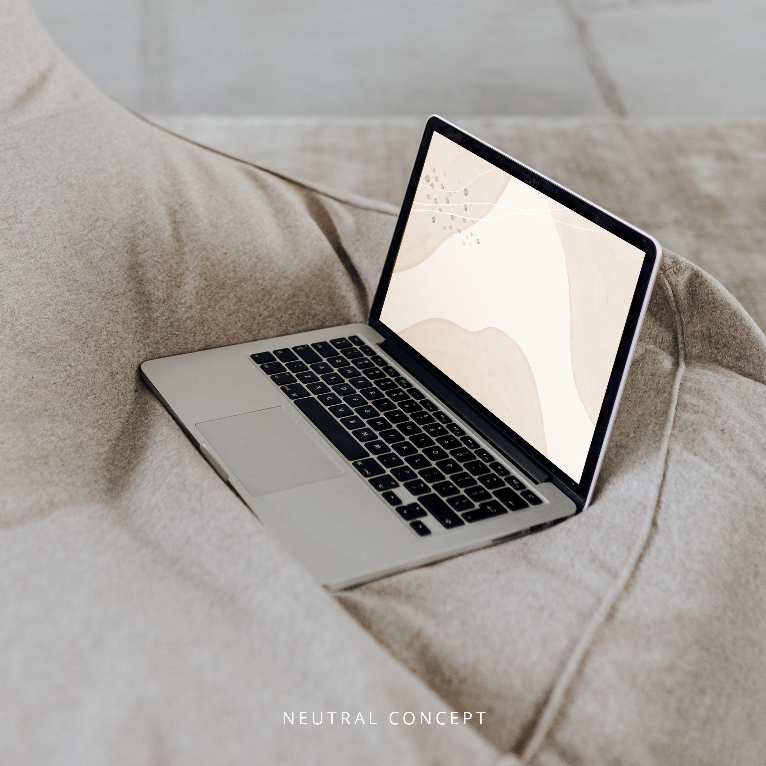 Neutral Abstract Desktop Wallpaper: Beige Organic Shapes Screen ...