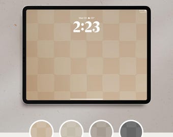 Checkered iPad Wallpaper | Neutral Aesthetic Tablet Background (Instant Download)