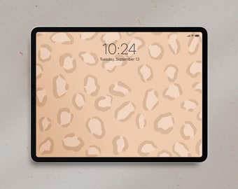 ニュートラルなヒョウ柄のiPad壁紙｜動物柄タブレット背景（デジタルダウンロード）