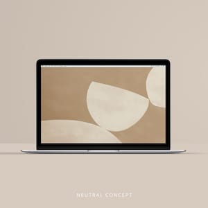 Sfondo digitale per desktop estetico, minimalista, caldo e neutro, sfondo per laptop, astratto, beige chiaro e schermo marrone / Download immediato