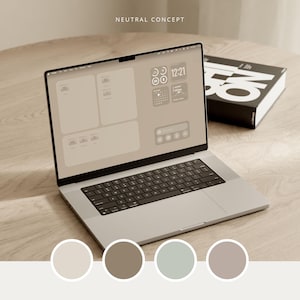 Beige skrivbordsbakgrund | Minimalistisk neutral bakgrund (5-pack, direkt nedladdning)
