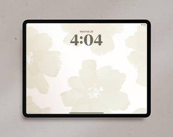 Floral iPad Wallpaper: Neutral Watercolor Flowers (Digital Download)
