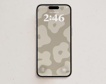Fondo de pantalla floral neutro para teléfono / Fondo minimalista beige para iPhone (Descarga digital)