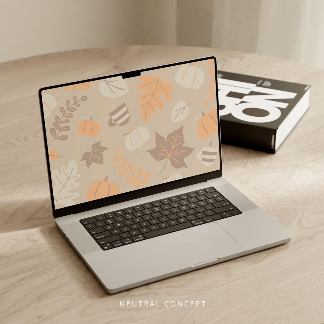 Fall Pumpkin Desktop Wallpaper: Neutral Autumn Leaves Laptop Background ...