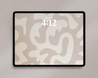 Papel de parede abstrato neutro para iPad | Fundo orgânico bege para tablet (Download digital)