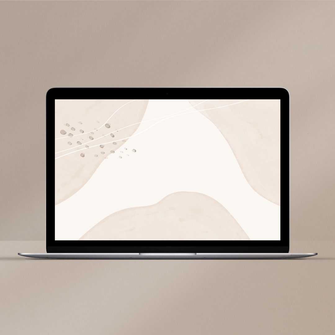 Warm Neutral Desktop Digital Wallpaper Abstract Modern Aesthetic Laptop ...