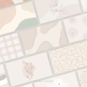 Pacchetto di sfondi digitali per desktop estetici, sfondo neutro caldo per laptop, moderno floreale beige organico per schermo del computer / Download immediato