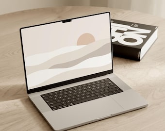 Boho Sun Desert Landscape Desktop Wallpaper, Sunny Laptop Background (Digital Download)