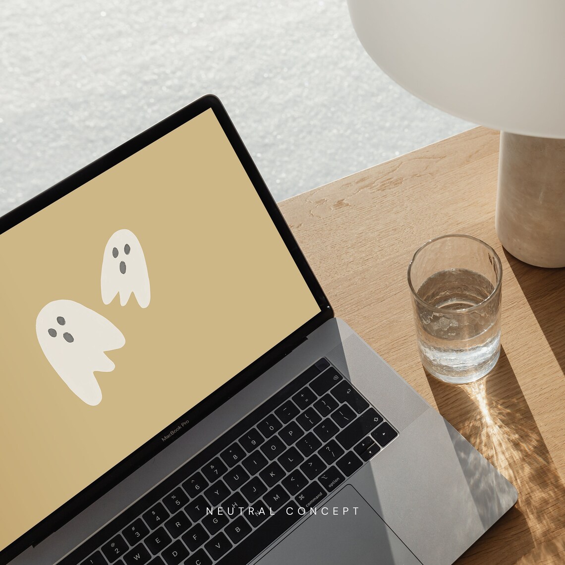 Neutral Ghost Desktop Wallpaper | Spooky Fall Laptop Background ...