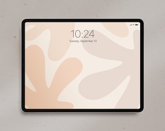 Neutral Blumen iPad Wallpaper | Warm Botanical Tablet Bildschirm (Digitaler Download)