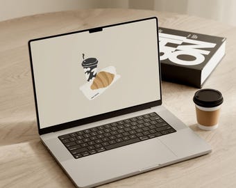 Fondo de pantalla de croissant de café / Fondo de pantalla para portátil con comida y desayuno (descarga digital)
